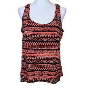 Ambiance Apparel Sleeveless Aztec Chiffon Blouse Large